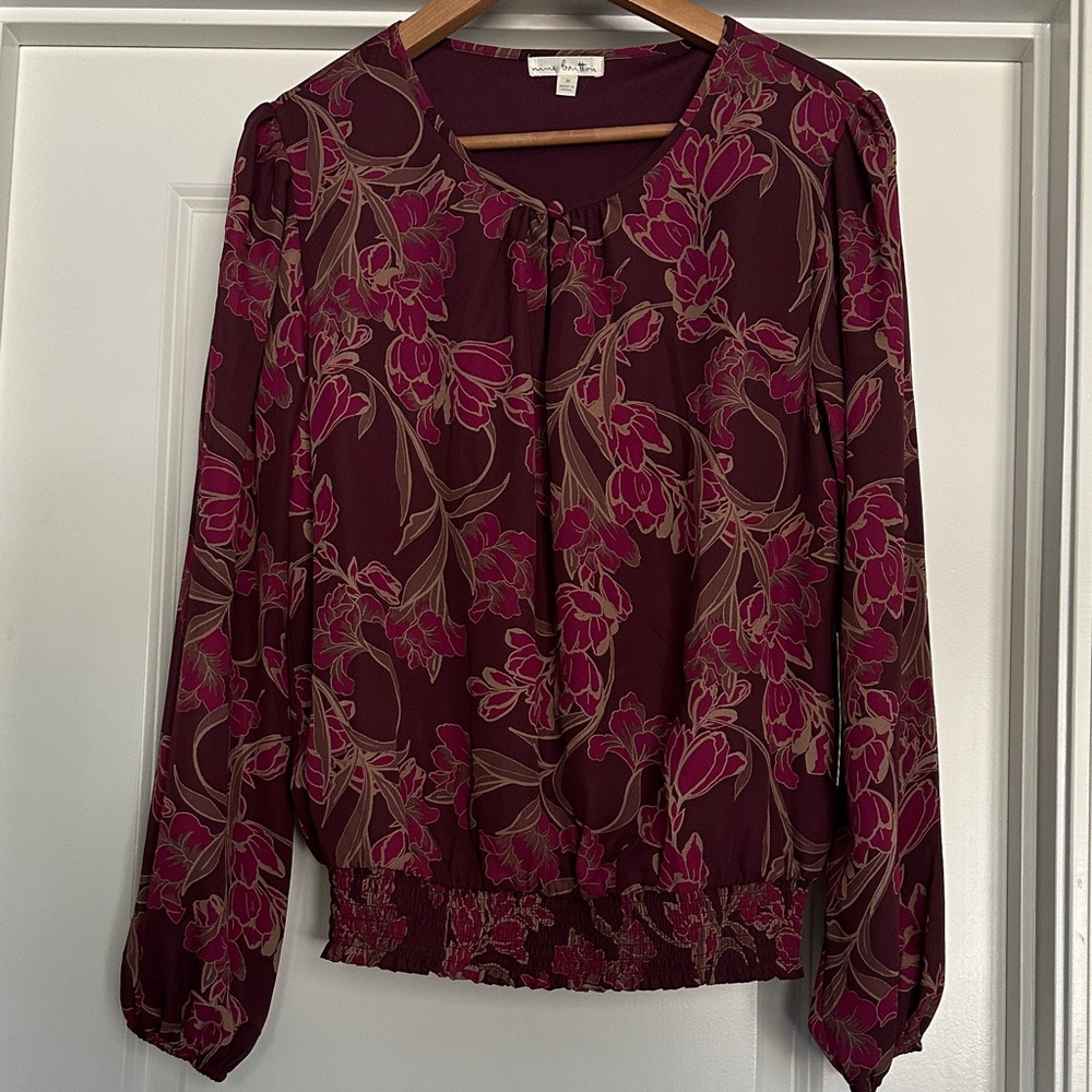 Nine Britton Burgundy Floral Blouse